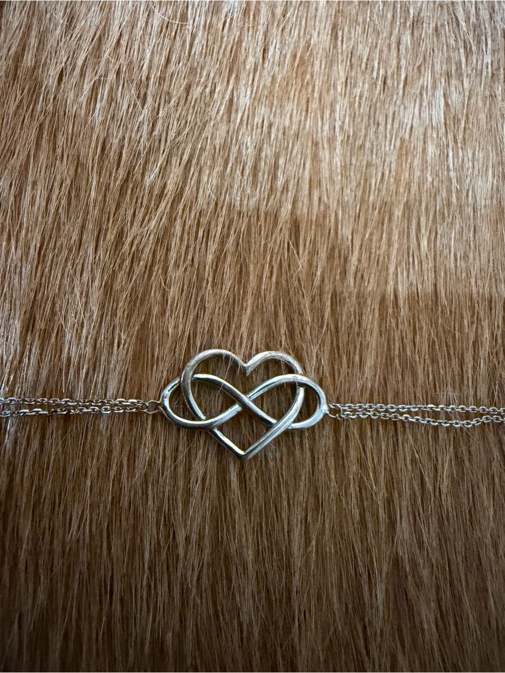 Silver Tone Infinity Heart Chain Bracelet -